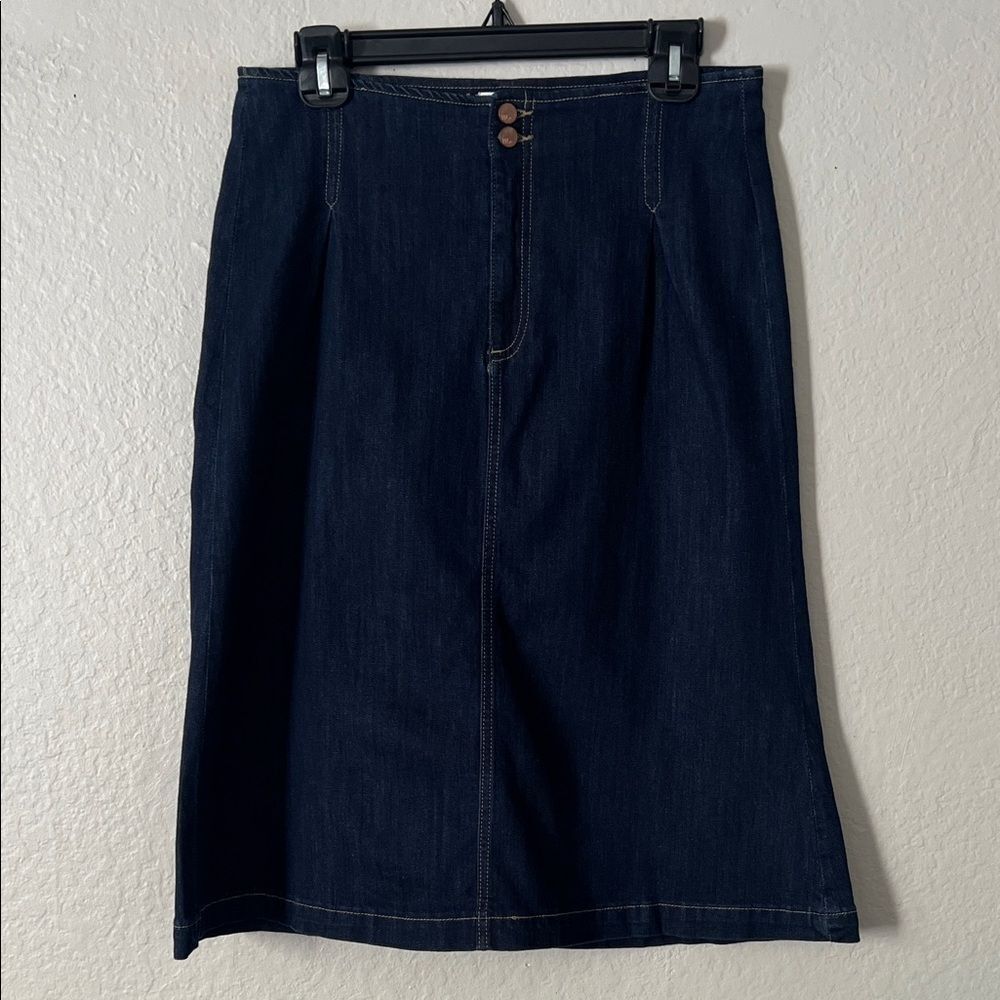 Like New! Wash Lab Denim Button Front Dark Denim A-Line Skirt in Size 29